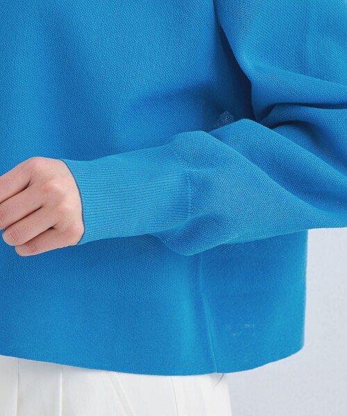 green label relaxing（グリーンレーベルリラクシング）の「パフ シアー ニット カーディガン -ウォッシャブル-（カーディガン/ボレロ・レディース・ブラック/オフホワイト/コバルトブルー・FREE）」の14枚目の写真