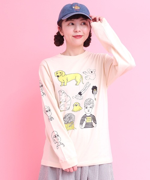 didizizi(ディディジジ)の「アーカイブキャラクターロンT(Tシャツ/カットソー・レディース・ベージュ/グレー・FREE)」の5枚目の写真