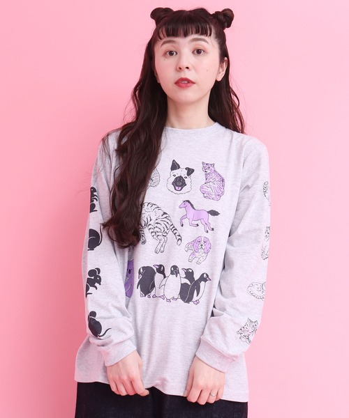 didizizi(ディディジジ)の「アーカイブキャラクターロンT(Tシャツ/カットソー・レディース・ベージュ/グレー・FREE)」の8枚目の写真