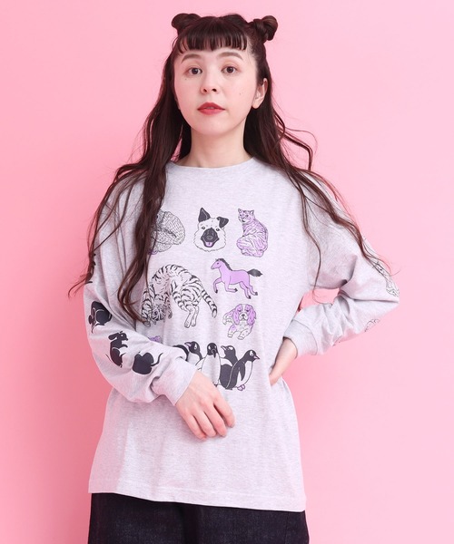 didizizi(ディディジジ)の「アーカイブキャラクターロンT(Tシャツ/カットソー・レディース・ベージュ/グレー・FREE)」の9枚目の写真