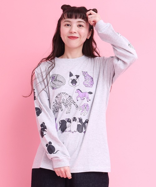 didizizi(ディディジジ)の「アーカイブキャラクターロンT(Tシャツ/カットソー・レディース・ベージュ/グレー・FREE)」の10枚目の写真