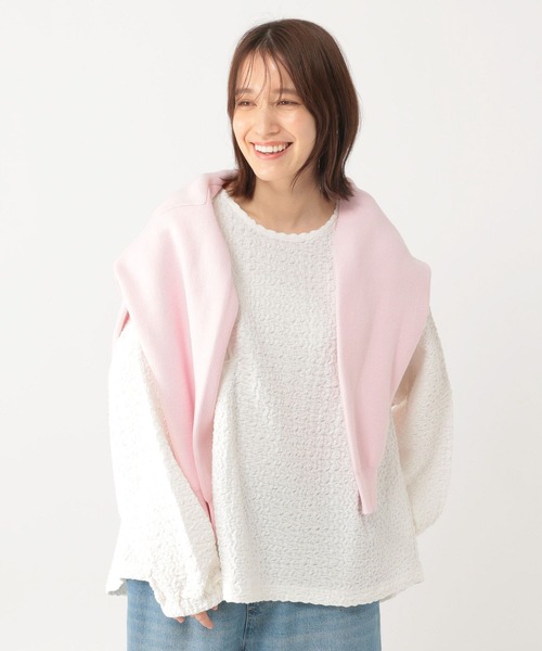 studio CLIP（スタディオクリップ）の「ブラウス見えぽこぽこプルオーバー《オケージョン2025》（Tシャツ/カットソー・レディース・オフホワイト/ネイビー・FREE）」の19枚目の写真