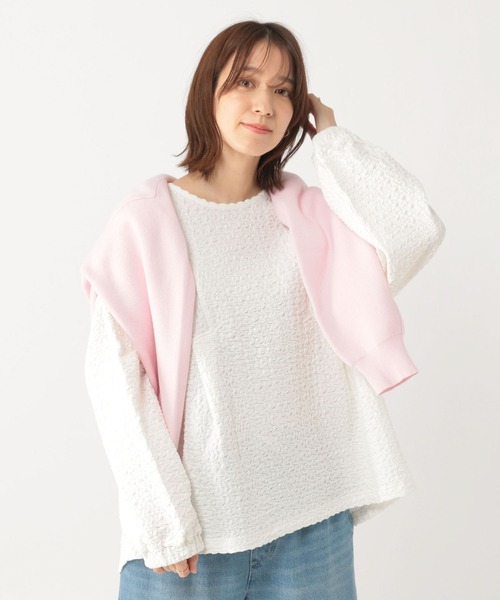 studio CLIP（スタディオクリップ）の「ブラウス見えぽこぽこプルオーバー《オケージョン2025》（Tシャツ/カットソー・レディース・オフホワイト/ネイビー・FREE）」の20枚目の写真