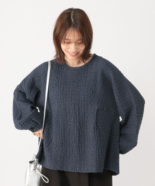 studio CLIP（スタディオクリップ）の「ブラウス見えぽこぽこプルオーバー《オケージョン2025》（Tシャツ/カットソー・レディース・オフホワイト/ネイビー・FREE）」の6枚目の写真