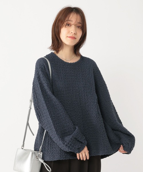 studio CLIP（スタディオクリップ）の「ブラウス見えぽこぽこプルオーバー《オケージョン2025》（Tシャツ/カットソー・レディース・オフホワイト/ネイビー・FREE）」の7枚目の写真