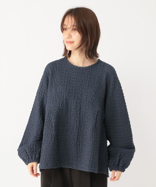 studio CLIP（スタディオクリップ）の「ブラウス見えぽこぽこプルオーバー《オケージョン2025》（Tシャツ/カットソー・レディース・オフホワイト/ネイビー・FREE）」の10枚目の写真