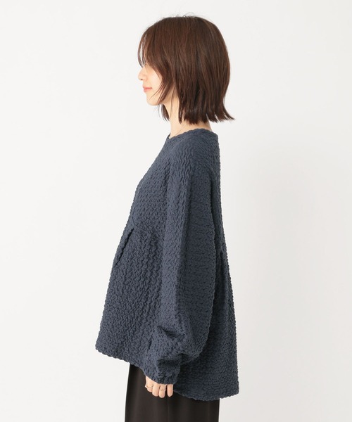 studio CLIP（スタディオクリップ）の「ブラウス見えぽこぽこプルオーバー《オケージョン2025》（Tシャツ/カットソー・レディース・オフホワイト/ネイビー・FREE）」の11枚目の写真