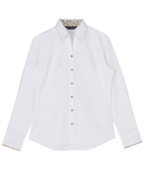TOKYO SHIRTS(トウキョウシャツ)の「透け防止 形態安定ノーアイロン スキッパー 長袖ビジネスワイシャツ(ビジネスシャツ・レディース・ホワイト/ブルー・S/M/L/XL/LL)」の2枚目の写真