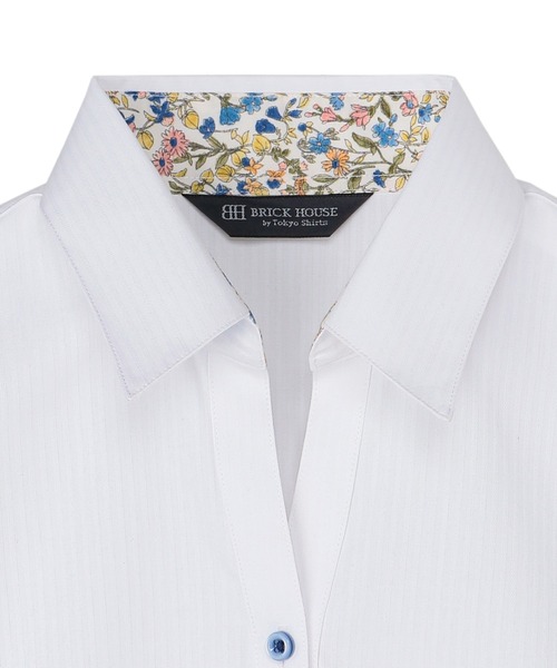 TOKYO SHIRTS(トウキョウシャツ)の「透け防止 形態安定ノーアイロン スキッパー 長袖ビジネスワイシャツ(ビジネスシャツ・レディース・ホワイト/ブルー・S/M/L/XL/LL)」の4枚目の写真