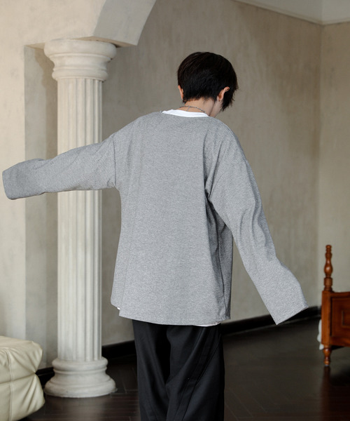 neos（ネオス）の「【neos】ルーズシルエット ボートネック スラブ ロングスリーブ Tシャツ（Tシャツ/カットソー・メンズ・ブラック/グレー/ベージュ・MEDIUM/LARGE）」の21枚目の写真