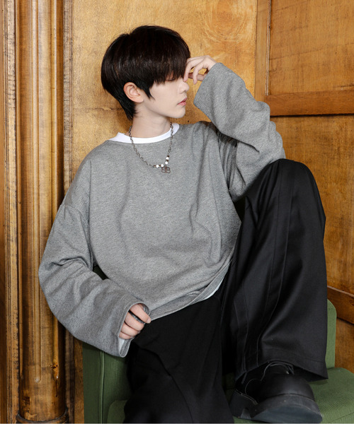 neos（ネオス）の「【neos】ルーズシルエット ボートネック スラブ ロングスリーブ Tシャツ（Tシャツ/カットソー・メンズ・ブラック/グレー/ベージュ・MEDIUM/LARGE）」の20枚目の写真