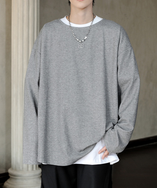neos（ネオス）の「【neos】ルーズシルエット ボートネック スラブ ロングスリーブ Tシャツ（Tシャツ/カットソー・メンズ・ブラック/グレー/ベージュ・MEDIUM/LARGE）」の19枚目の写真