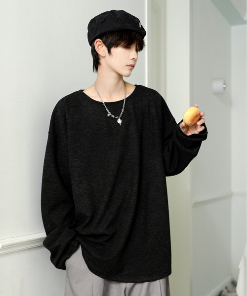 neos（ネオス）の「【neos】ルーズシルエット ボートネック スラブ ロングスリーブ Tシャツ（Tシャツ/カットソー・メンズ・ブラック/グレー/ベージュ・MEDIUM/LARGE）」の18枚目の写真