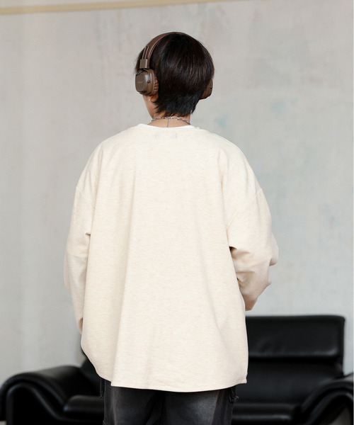 neos（ネオス）の「【neos】ルーズシルエット ボートネック スラブ ロングスリーブ Tシャツ（Tシャツ/カットソー・メンズ・ブラック/グレー/ベージュ・MEDIUM/LARGE）」の9枚目の写真