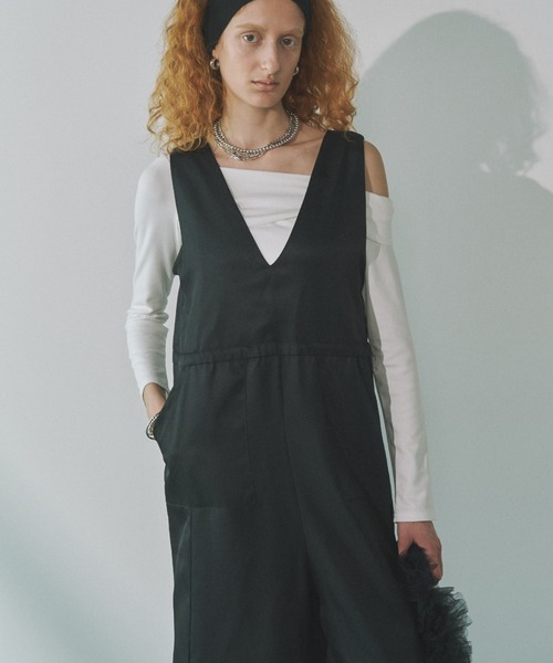 Solace（ソレイス）の「Vネックオールインワン（サロペット/オーバーオール・レディース・グレー/ブラック・FREE）」の5枚目の写真
