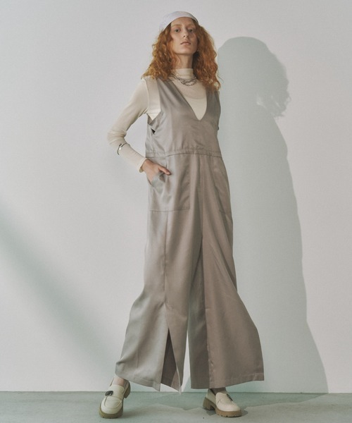 Solace（ソレイス）の「Vネックオールインワン（サロペット/オーバーオール・レディース・グレー/ブラック・FREE）」の10枚目の写真