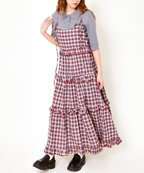 GORGE（ゴージ）の「柄ティアードワンピース（ワンピース・レディース・ピンク/ブラウン/レッド/アイボリー系・F）」の4枚目の写真