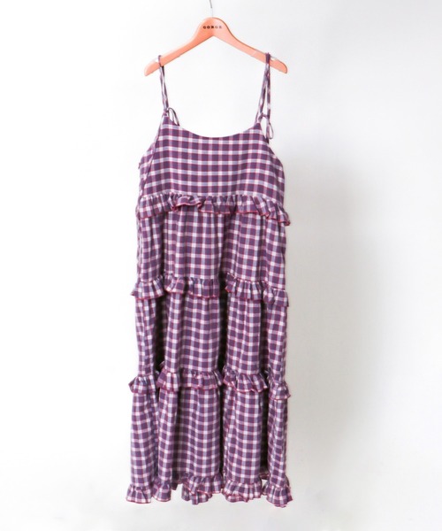 GORGE（ゴージ）の「柄ティアードワンピース（ワンピース・レディース・ピンク/ブラウン/レッド/アイボリー系・F）」の3枚目の写真