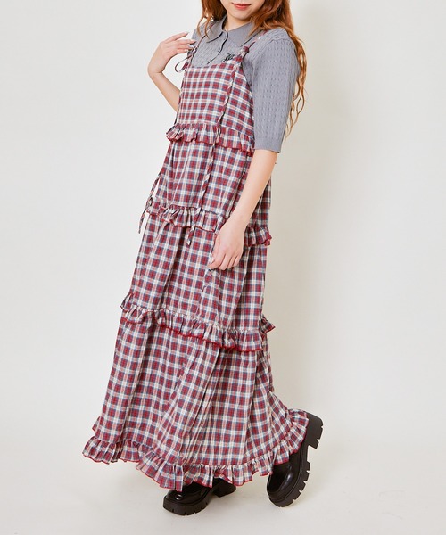 GORGE（ゴージ）の「柄ティアードワンピース（ワンピース・レディース・ピンク/ブラウン/レッド/アイボリー系・F）」の9枚目の写真
