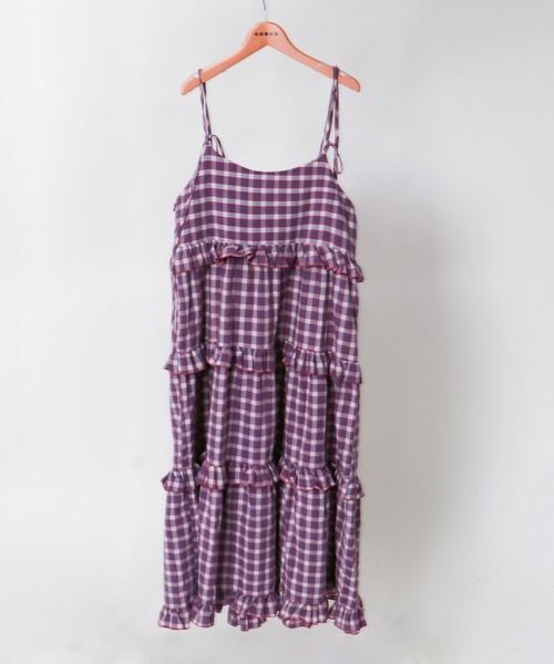 GORGE（ゴージ）の「柄ティアードワンピース（ワンピース・レディース・ピンク/ブラウン/レッド/アイボリー系・F）」の6枚目の写真
