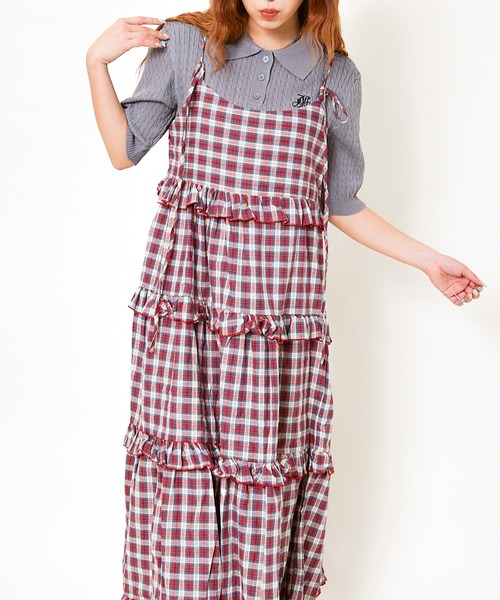 GORGE（ゴージ）の「柄ティアードワンピース（ワンピース・レディース・ピンク/ブラウン/レッド/アイボリー系・F）」の7枚目の写真