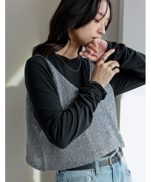 Re:EDIT(リエディ)の「シアースムース袖シャーリングロンT(Tシャツ/カットソー・レディース・ブラック/チャコールグレー/ブルー/イエロー/ホワイト/ブラウン/ピンク/レッド・MEDIUM/LARGE)」の17枚目の写真