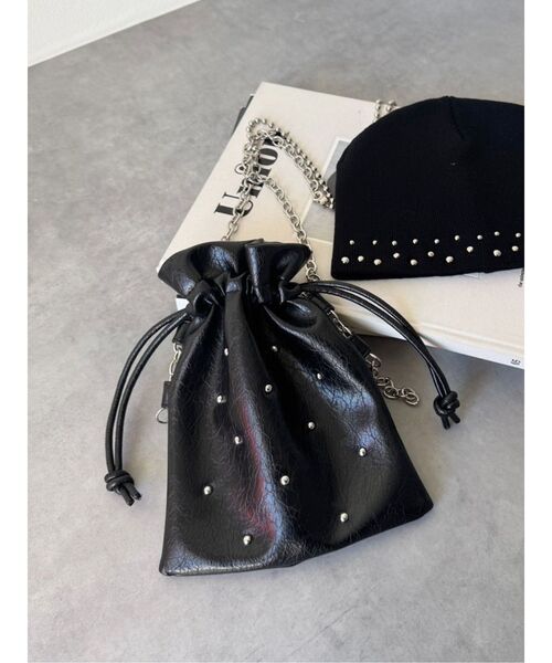 MURUA（ムルーア）の「チェーンショルダースタッズバッグ（ショルダーバッグ・レディース・ブラウン/ブラック/グレー・FREE）」の2枚目の写真