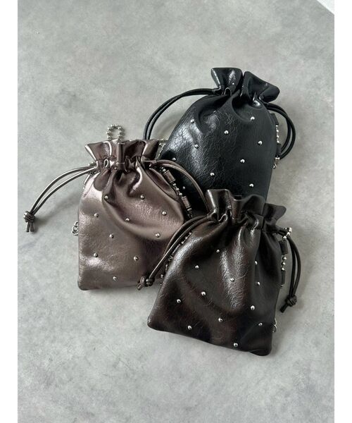 MURUA（ムルーア）の「チェーンショルダースタッズバッグ（ショルダーバッグ・レディース・ブラウン/ブラック/グレー・FREE）」の4枚目の写真