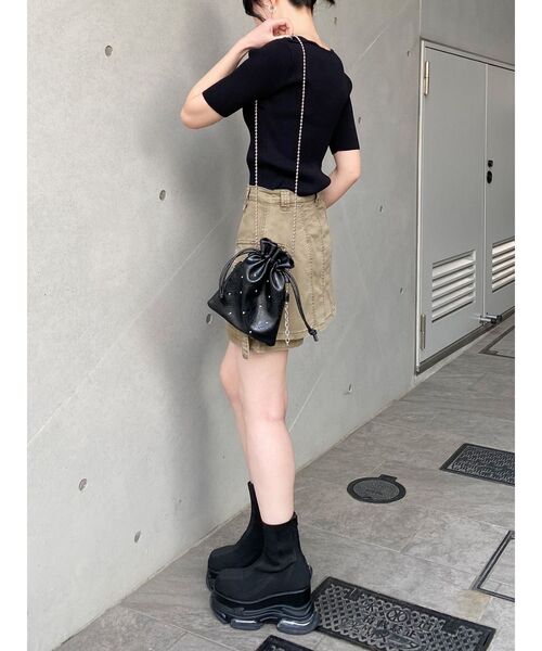 MURUA（ムルーア）の「チェーンショルダースタッズバッグ（ショルダーバッグ・レディース・ブラウン/ブラック/グレー・FREE）」の12枚目の写真