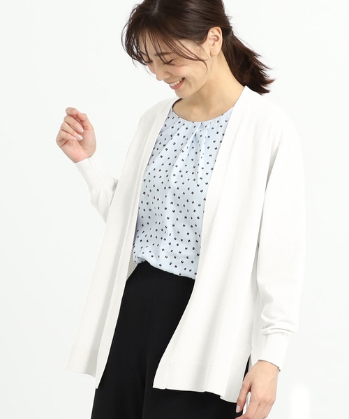 Reflect(リフレクト)の「【夏SALE/単品使いもできる】プリントブラウス着流しカーディガンニット(カーディガン/ボレロ・レディース・オフホワイト/ネイビー/ライトグレー・11/09)」の1枚目の写真