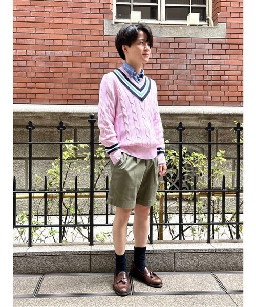 BROOKS BROTHERS（ブルックスブラザーズ）の「コットン ケーブル Vネックテニスセーター（ニット/セーター・メンズ・ライトブルー/ピンク・SMALL/LARGE/MEDIUM/X-LARGE/X-SMALL）」の7枚目の写真