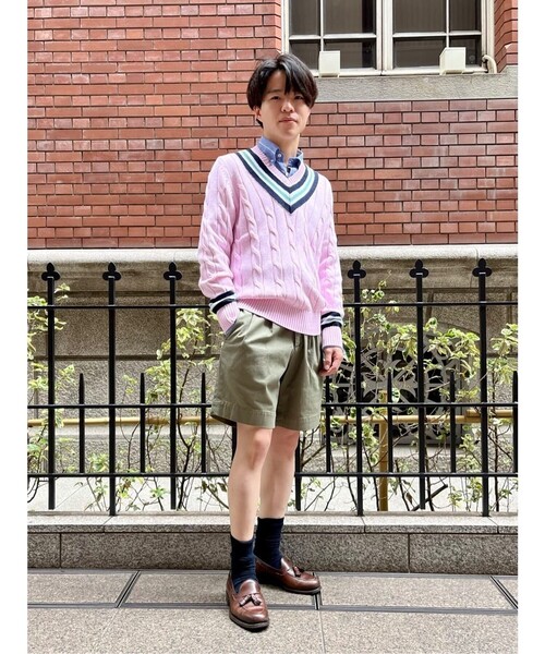 BROOKS BROTHERS（ブルックスブラザーズ）の「コットン ケーブル Vネックテニスセーター（ニット/セーター・メンズ・ライトブルー/ピンク・SMALL/LARGE/MEDIUM/X-LARGE/X-SMALL）」の8枚目の写真