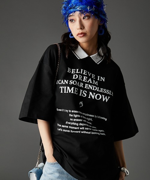 セール】綿100％衿付ロゴプリントTシャツ＜大きいサイズ有＞GEVS