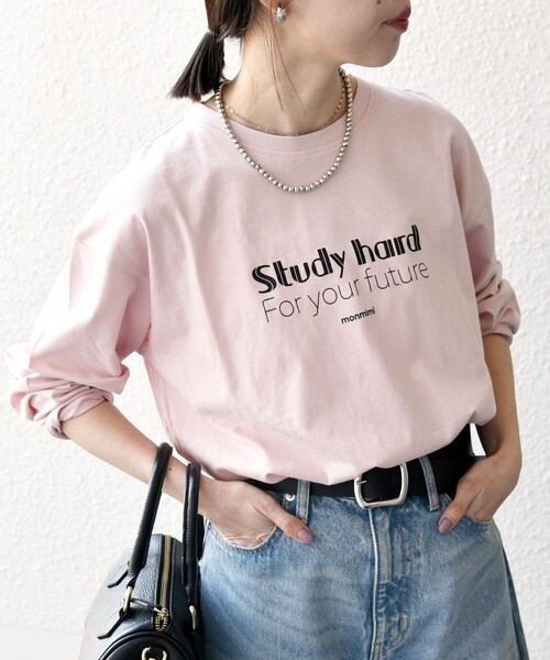 monmimi（モンミミ）の「【SHIPS any別注】MONMIMI:〈洗濯機可能〉ロゴ プリント ロンTEE 25SS（Tシャツ/カットソー・レディース・イエロー/ピンク/ホワイト・ONE SIZE）」の3枚目の写真