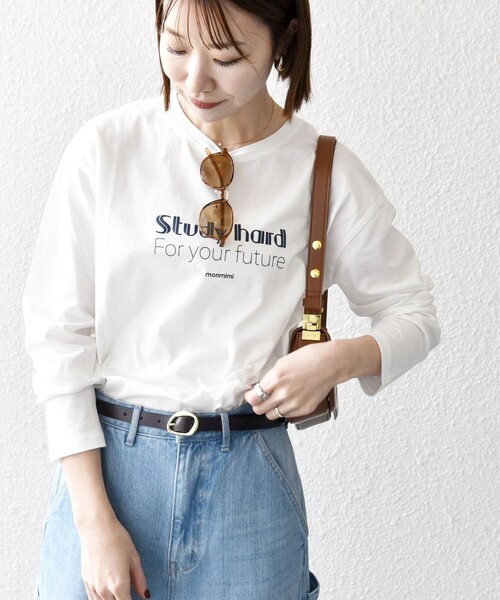 monmimi（モンミミ）の「【SHIPS any別注】MONMIMI:〈洗濯機可能〉ロゴ プリント ロンTEE 25SS（Tシャツ/カットソー・レディース・イエロー/ピンク/ホワイト・ONE SIZE）」の9枚目の写真