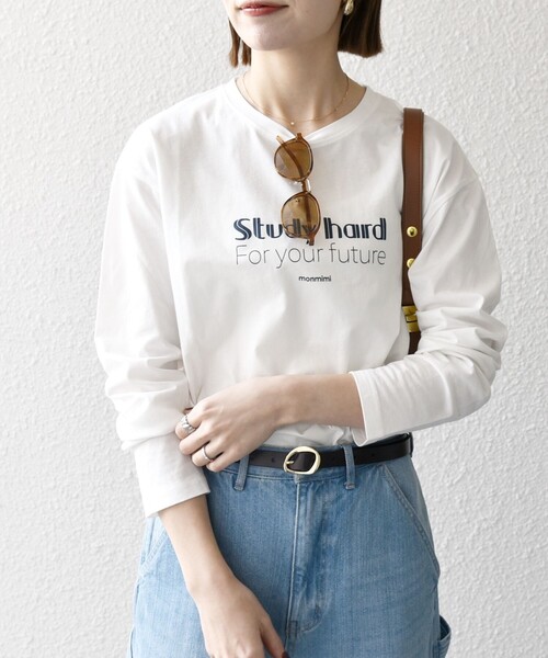 monmimi（モンミミ）の「【SHIPS any別注】MONMIMI:〈洗濯機可能〉ロゴ プリント ロンTEE 25SS（Tシャツ/カットソー・レディース・イエロー/ピンク/ホワイト・ONE SIZE）」の10枚目の写真