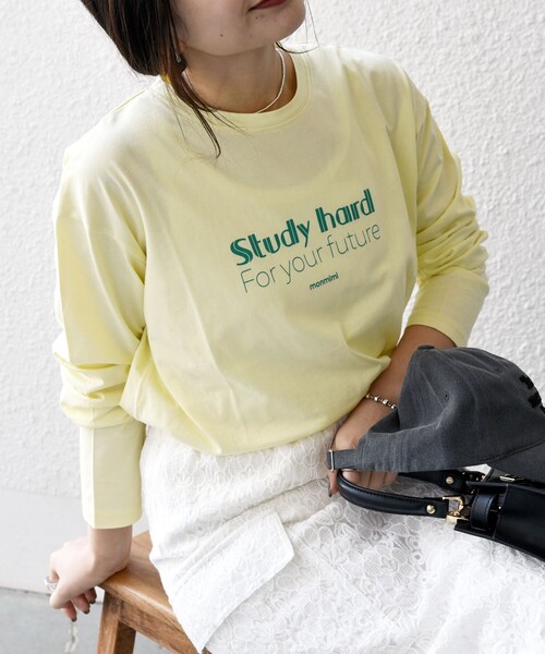 monmimi（モンミミ）の「【SHIPS any別注】MONMIMI:〈洗濯機可能〉ロゴ プリント ロンTEE 25SS（Tシャツ/カットソー・レディース・イエロー/ピンク/ホワイト・ONE SIZE）」の22枚目の写真