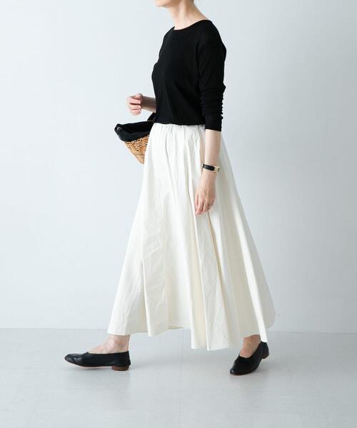かぐれ（カグレ）の「コットンフレアスカート（スカート・レディース・オフホワイト/ブラック・FREE）」の6枚目の写真