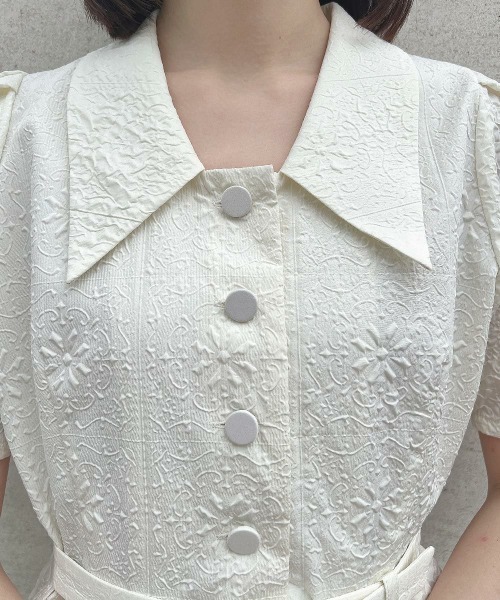 an another angelus（アンアナザーアンジェラス）の「【大人気リピート生産決定！】タイル風エンボス柄ワンピース【新色追加！】【1枚で快適】（ワンピース・レディース・アイボリー/ライトブルー/サックスブルー・FREE）」の8枚目の写真