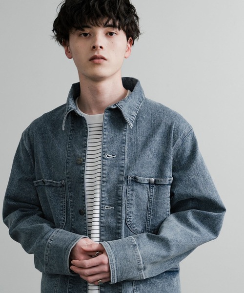 HANES(ヘインズ)の「新色追加 Hanes ヘインズ ストレッチデニムカバーオール/デニムジャケット(カバーオール・メンズ・ネイビー/サックスブルー/ブルー/ブラック・M/LL/L/S)」の9枚目の写真