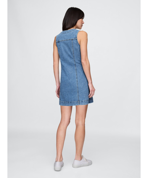 GAP(ギャップ)の「Vネック デニム ミニワンピース(ワンピース・レディース・ライトインディゴブルー・XS/S/XXS/M/L)」の4枚目の写真