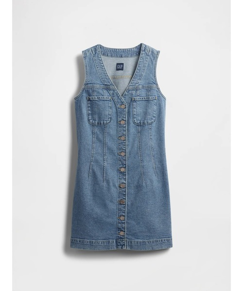 GAP(ギャップ)の「Vネック デニム ミニワンピース(ワンピース・レディース・ライトインディゴブルー・XS/S/XXS/M/L)」の5枚目の写真