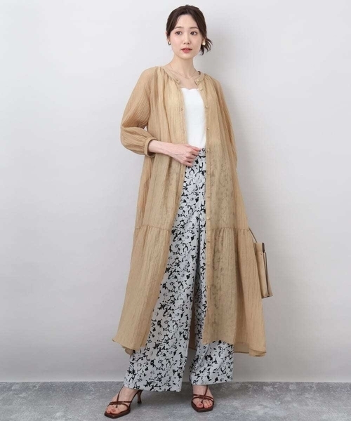 MK MICHEL KLEIN（エムケーミッシェルクラン）の「ソフト楊柳ティアードワンピース/洗える（ワンピース・レディース・モカ/イエロー系その他/ライトブラウン・38）」の9枚目の写真