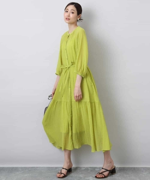 MK MICHEL KLEIN（エムケーミッシェルクラン）の「ソフト楊柳ティアードワンピース/洗える（ワンピース・レディース・モカ/イエロー系その他/ライトブラウン・38）」の13枚目の写真