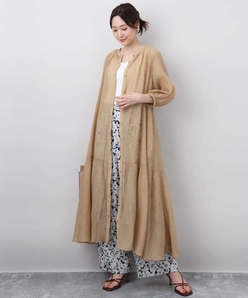 MK MICHEL KLEIN（エムケーミッシェルクラン）の「ソフト楊柳ティアードワンピース/洗える（ワンピース・レディース・モカ/イエロー系その他/ライトブラウン・38）」の15枚目の写真