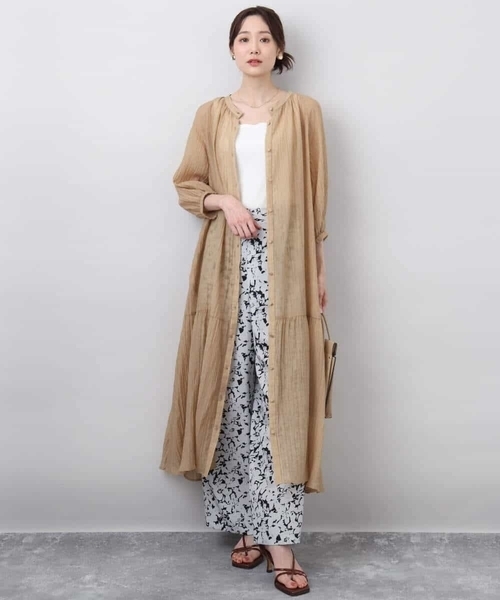 MK MICHEL KLEIN（エムケーミッシェルクラン）の「ソフト楊柳ティアードワンピース/洗える（ワンピース・レディース・モカ/イエロー系その他/ライトブラウン・38）」の18枚目の写真