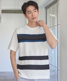 UNION STATION | ニット切り替え ボーダー ポンチTシャツ(Tシャツ/カットソー)