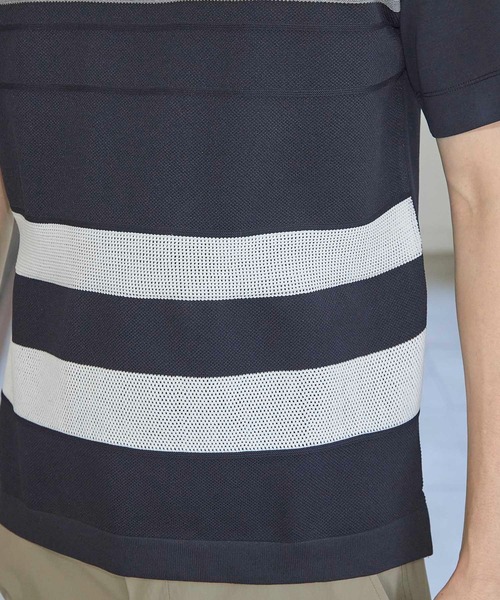 UNION STATION（ユニオンステーション）の「ニット切り替え ボーダー ポンチTシャツ（Tシャツ/カットソー・メンズ・ホワイト/ネイビー/ホワイト系その他・M/L/LL）」の9枚目の写真