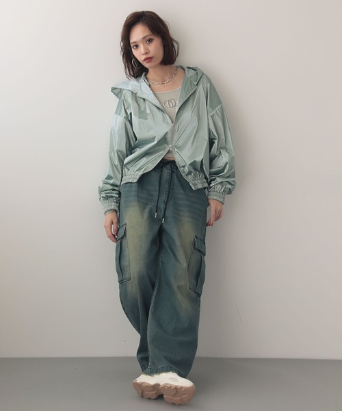 EGOIST（エゴイスト）の「EGOISTメタリックアウター（ブルゾン・レディース・ミント・FREE）」の2枚目の写真