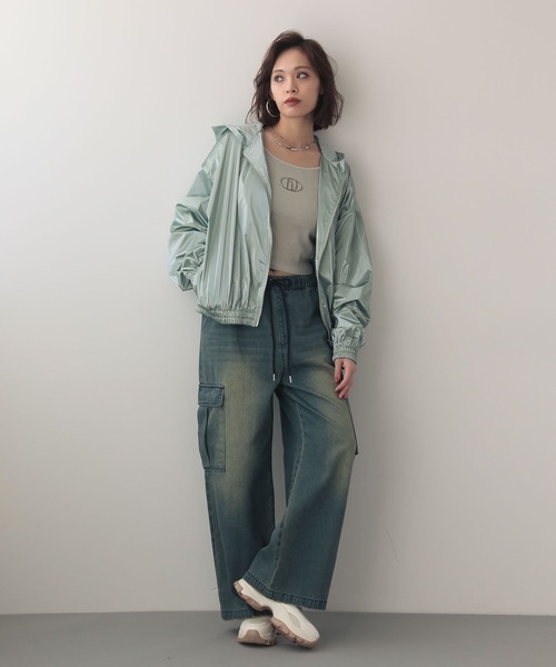 EGOIST（エゴイスト）の「EGOISTメタリックアウター（ブルゾン・レディース・ミント・FREE）」の3枚目の写真